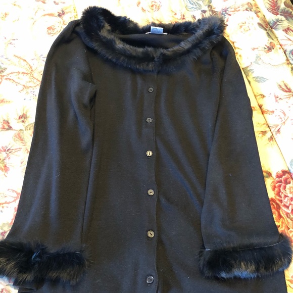 Due Per Due Cardigan with fur trim - Picture 6 of 6